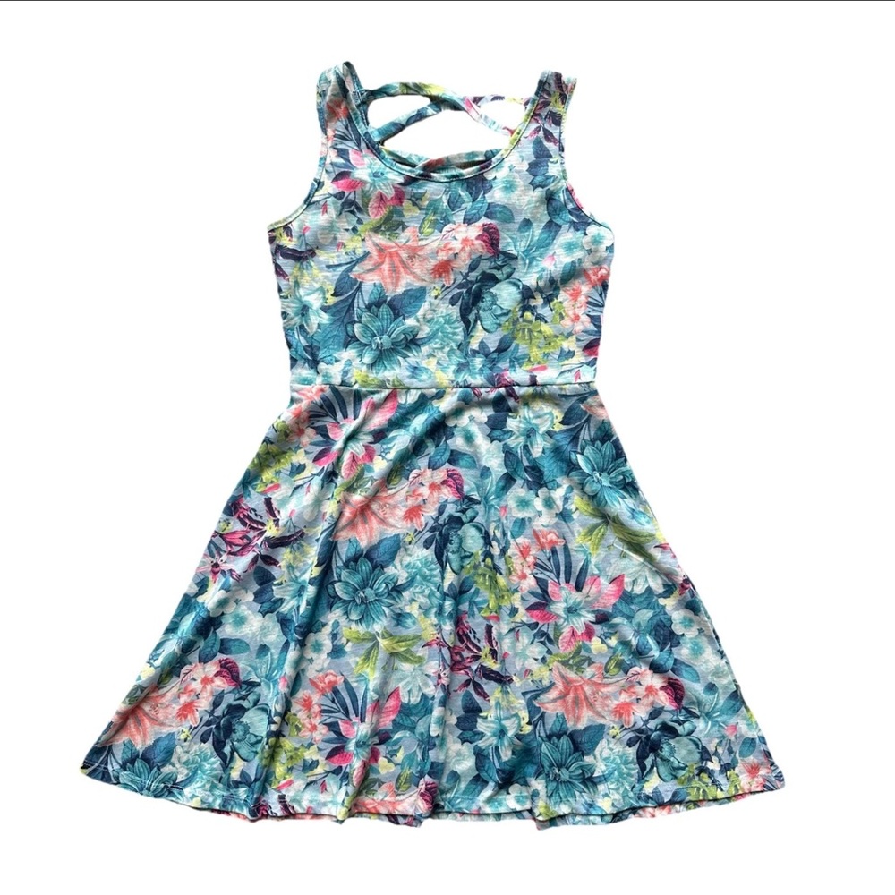 So Girls Floral Print Skater Dress Size 10 | Sleeveless | Crossback